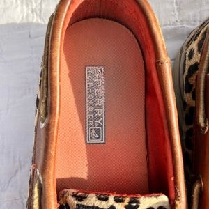 Sperry animal print loafers